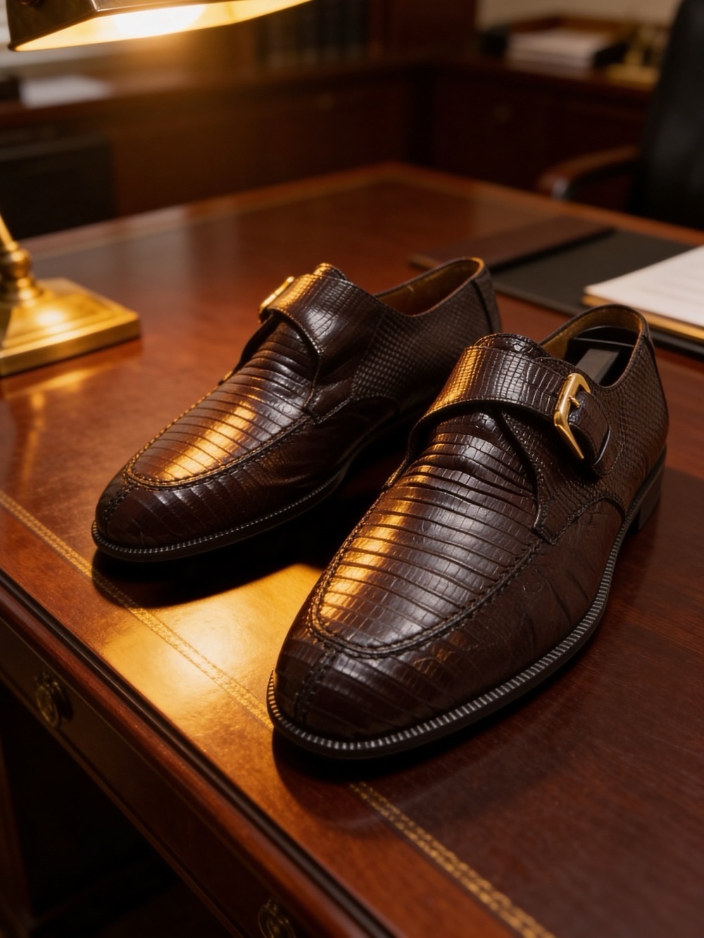 Neiman Marcus leather Lizard Skin Dress Shoes Mezlan Mens Sz 7.5